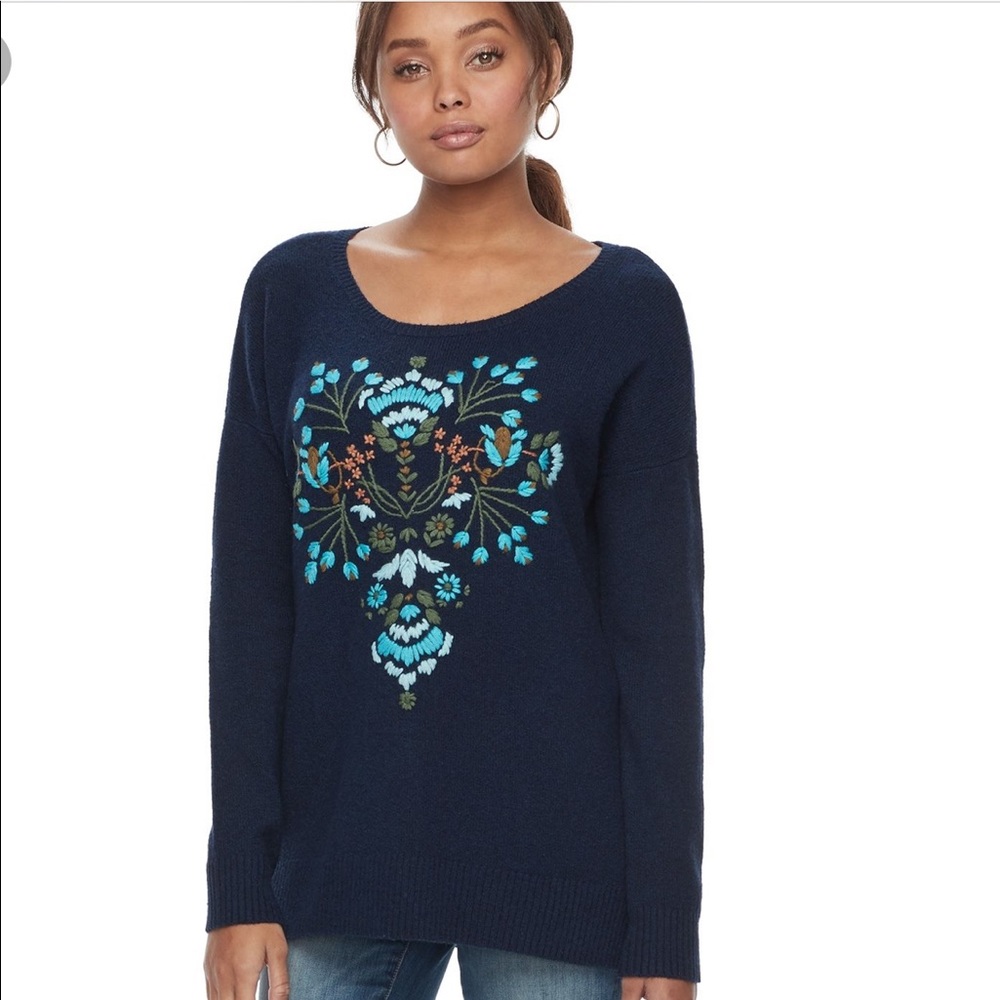 Sonoma Floral Embroidered Sweater